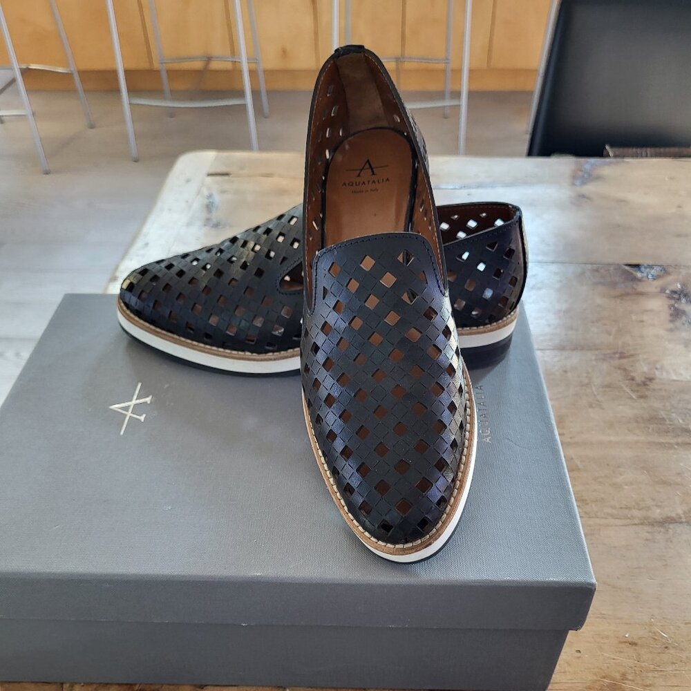 Aquatalia Loafers Zanna Perforated Calf Loafer in EUC 5.5 fits like a 6 with box